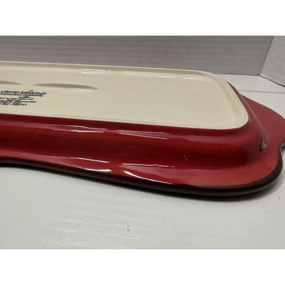 Temp-tation By Tara Presentable Ovenware Serving Plate Red Floral Lace